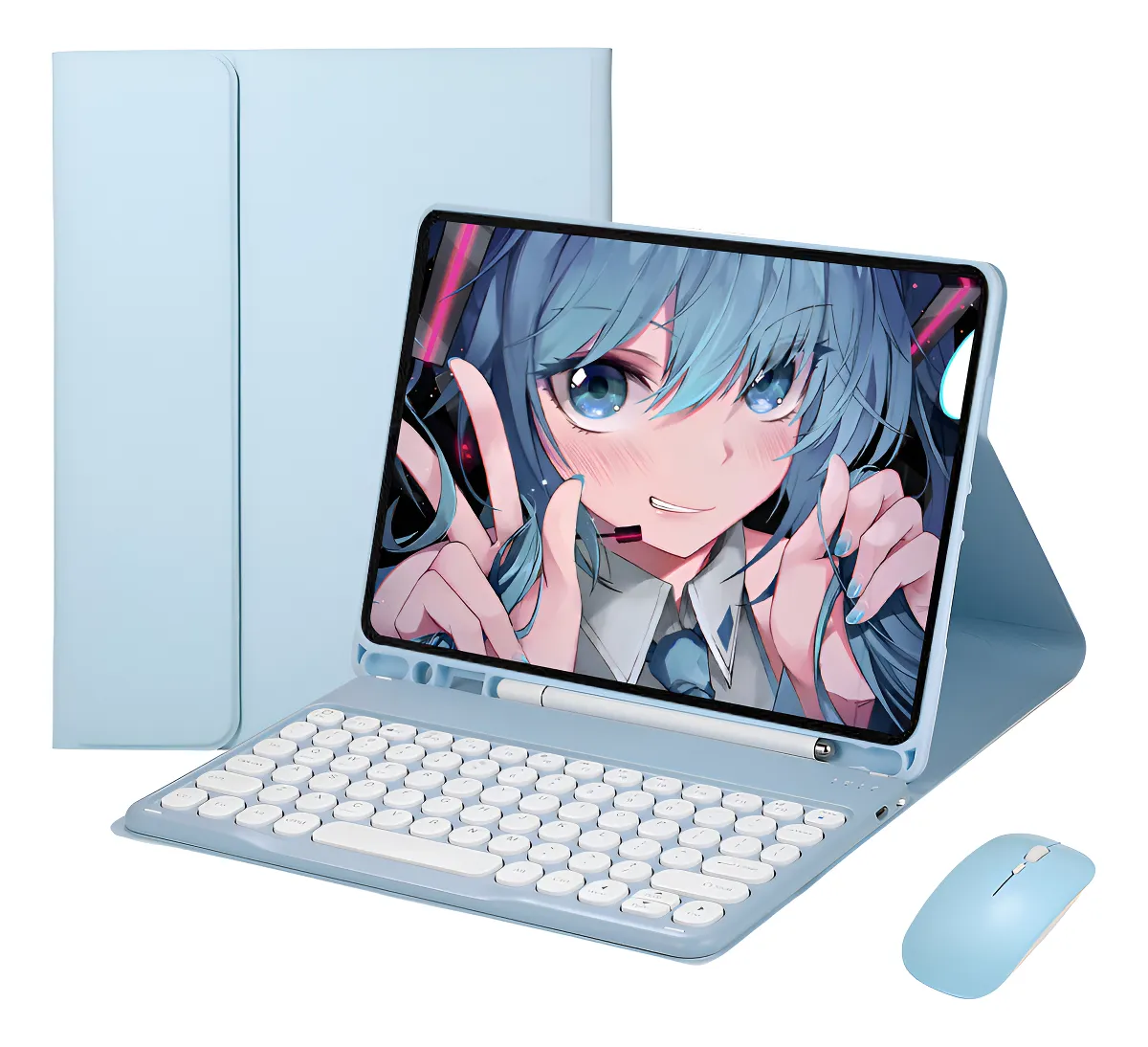 Capa Teclado Mouse Sem Fio Bluetooth Rosa Samsung Tab A7 T500 T505 SPLPLUS - Imagem 10