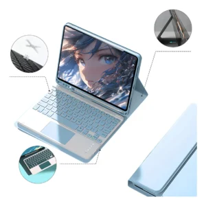 Teclado Touch Capa Para iPad 9ª 8ª 7ª/air 3ª/pro 10.5 Kit 2 Cor Azul Teclado Trackpad