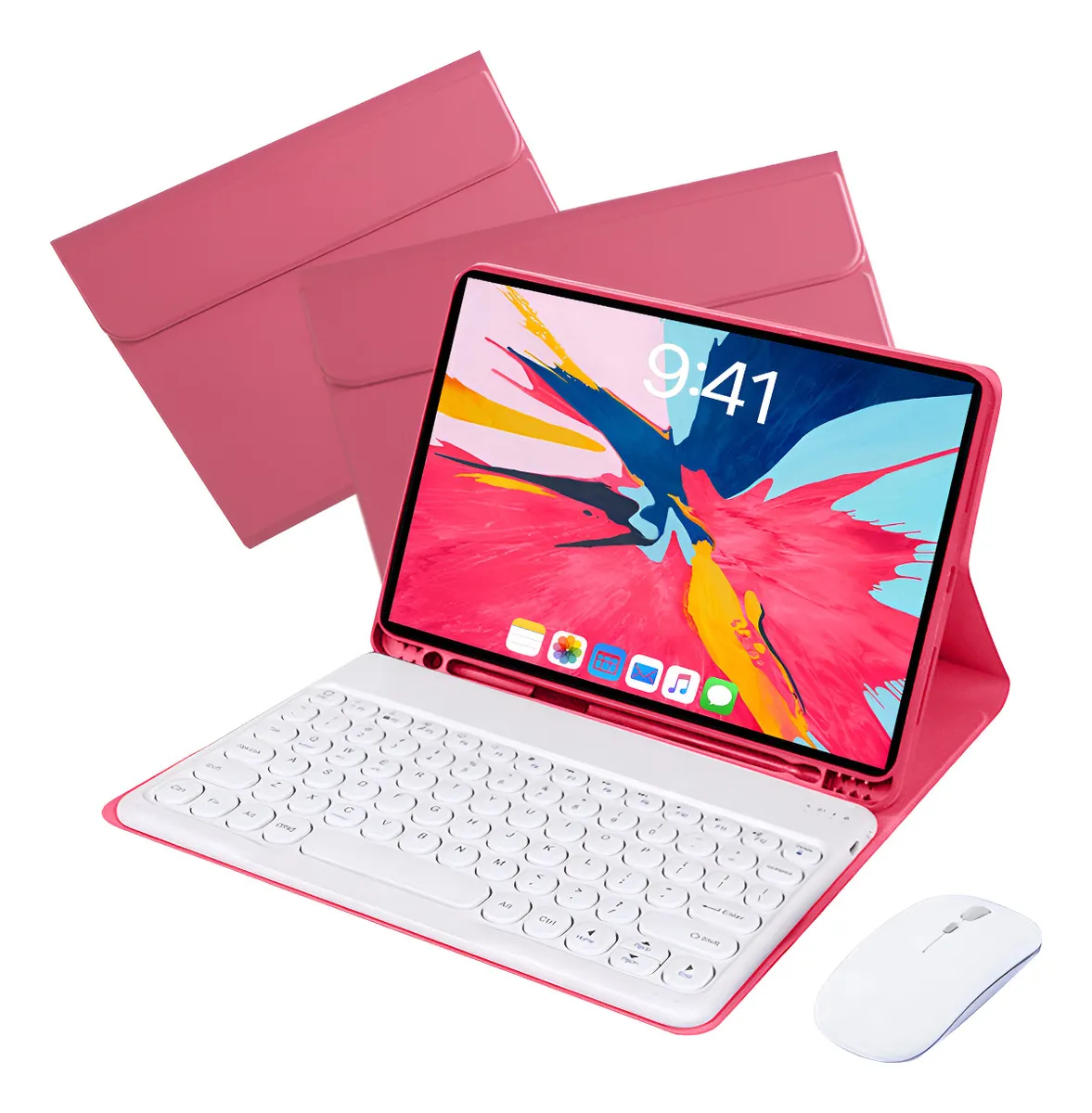Capa Com Teclado De Teclas Redondas E Mouse Para Tab A7 10.4 - Imagem 14