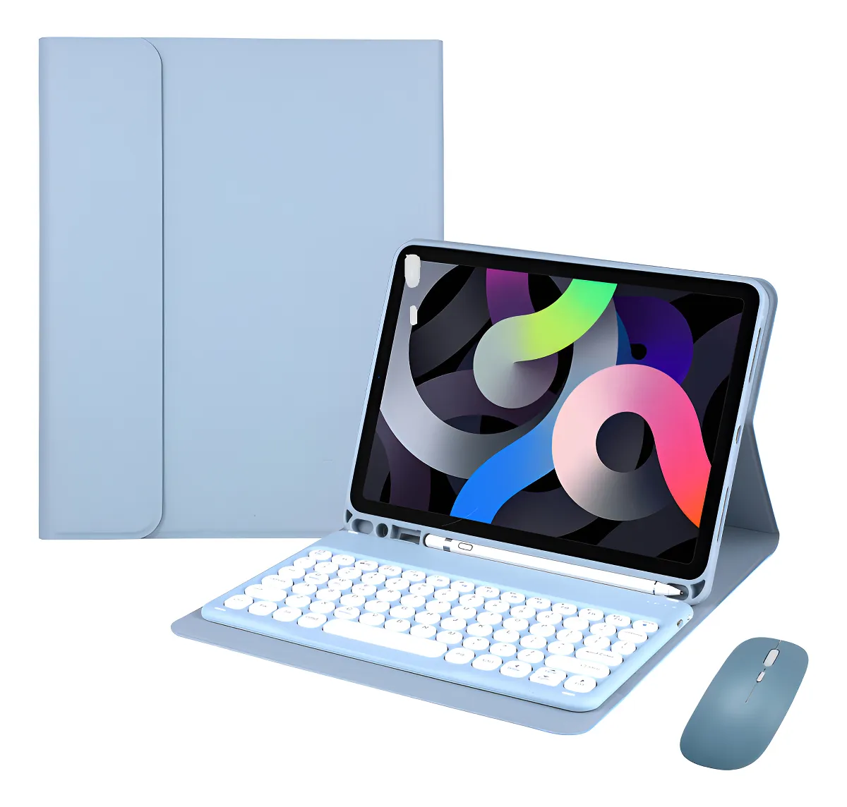 Capa Teclado Mouse Sem Fio Bluetooth Rosa Samsung Tab A7 T500 T505 SPLPLUS - Imagem 8