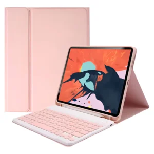Capa Para iPad Air4/air5 10.9pol E Teclado De Bluetooth Cor Sakura Pink + Teclado