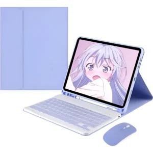 Capa + Teclado Bluetooth + Mouse Para iPad Pro 11 Polegadas Cor Roxo + Teclado Roxo + Mouse Bluetooth Branco
