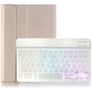 Capa + Teclado Iluminado Bluetooth Para Tab A8 10.5 X200x205 Cor Ouro + Teclado Iluminado