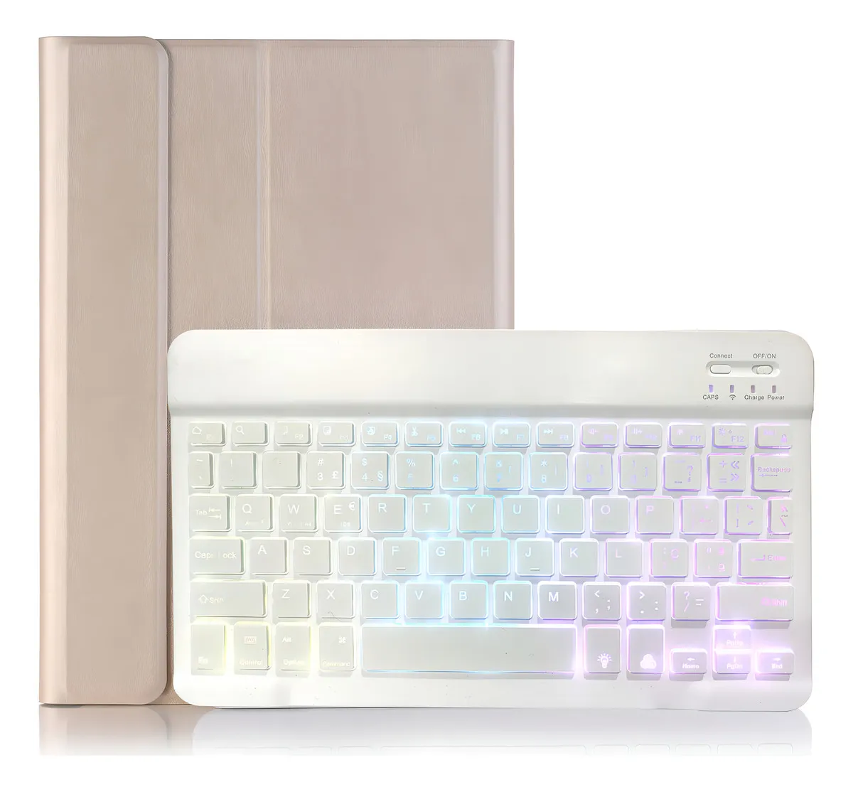 Capa + Teclado Iluminado Bluetooth Para Tab A8 10.5 X200x205 Cor Ouro + Teclado Iluminado