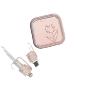 Pink Tulip Suitable for Apple 17 Pro Max40W Charger Protection Case iPhone 17