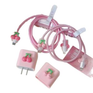 Cute Cherry Suitable for Apple 14 Data Cable Winding Protective Cover 20W Charger Protective Case DIY Cartoon Cute