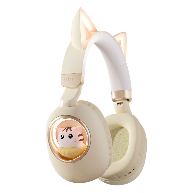 Fone de Ouvido Bluetooth Sem Fio Modelo de Meninas de Aparência Elegante Fone de Ouvido de Cabeça com Orelhas de Gato Sem Fio Fone de Ouvido Fofo de Animais de Estimação para Crianças Modelo Privado