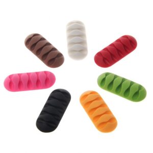 Cross-border supply mobile phone charging line storage line organizer small gift solid car silicone five-hole line organizer