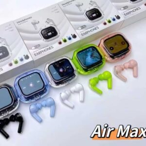 Novo Fone de Ouvido Bluetooth Air Max Transfronteiriço Transparente Sem Fio Intra-auricular TWS Com Tela Touch Redução de Ruído Para Jogos