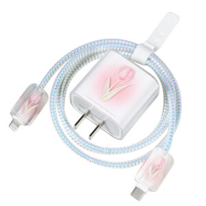 Powder Tulip Suitable for Apple 20w/18w Filled Head Protective Cover Transparent Protective Shell Wire Bite suit