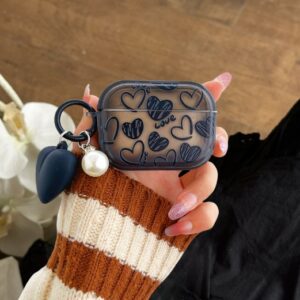 Black Love airpodspro2 Protective Case Apple Earphone Case 2 Generation Transparent Black 3 Generation/4 Generation Full Cover