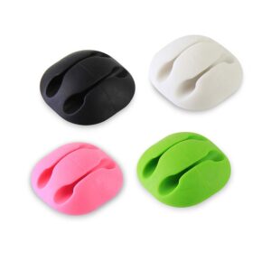Desktop Data Cable Organiser Silicone Winding Round Storage Solver Double Holes Fixed Line Card