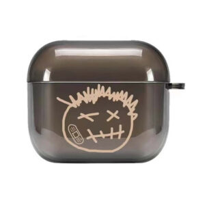 Creative personality Airpods1/2/3/pro spoof face semi-transparent TPU shell bluetooth wireless earphone case cowhide rope