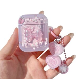 Pink Butterfly for airpods4 Generation Apple Bluetooth Earphone Case Protective Cover Pro/Pro 2 Headphone Case