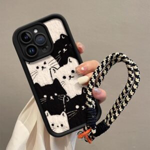 Cute Cat Phone Case for Apple 15Pro Max 16Pro Lambskin iphone14plus Protective Case X