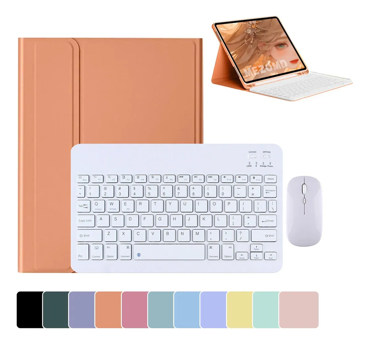 Kit Capa + Rato + Teclado Bluetooth Recarregável Para Tab A8