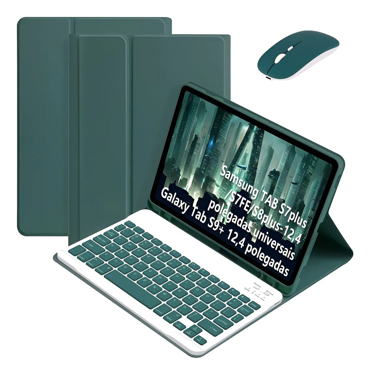 Teclado Bluetooth + Mouse + Capa Para Tab S7 Fe/s8 Plus/s7 + - Imagem 12