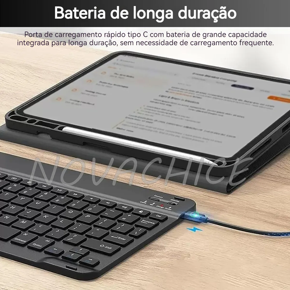 Capa Com Teclado Bluetooth E Mouse Para Samsung Tab S6 Lite - Imagem 10