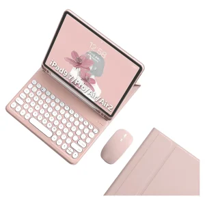 Teclado Redondo + Mouse + Capa Para iPad 6/5/air 9.7 Pol