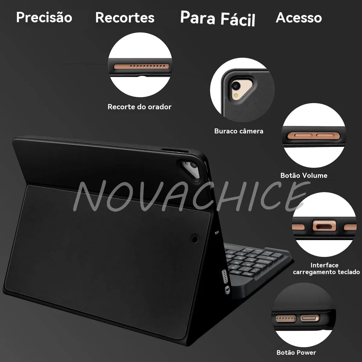 Capa Com Teclado Bluetooth E Mouse Para Samsung Tab S6 Lite - Imagem 8