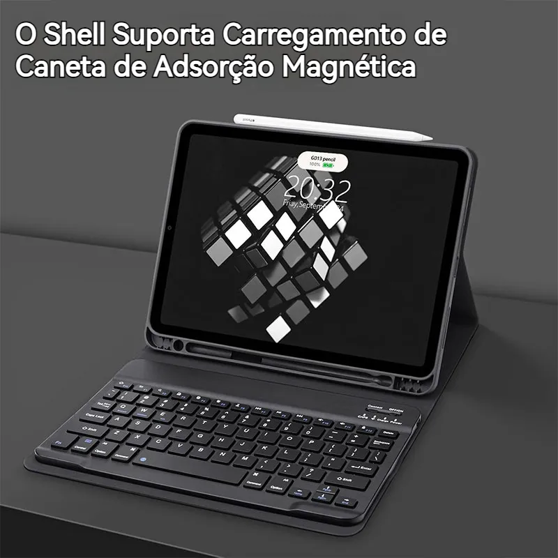 Kit Capa + Rato + Teclado Bluetooth Recarregável Para Tab A8 - Imagem 9