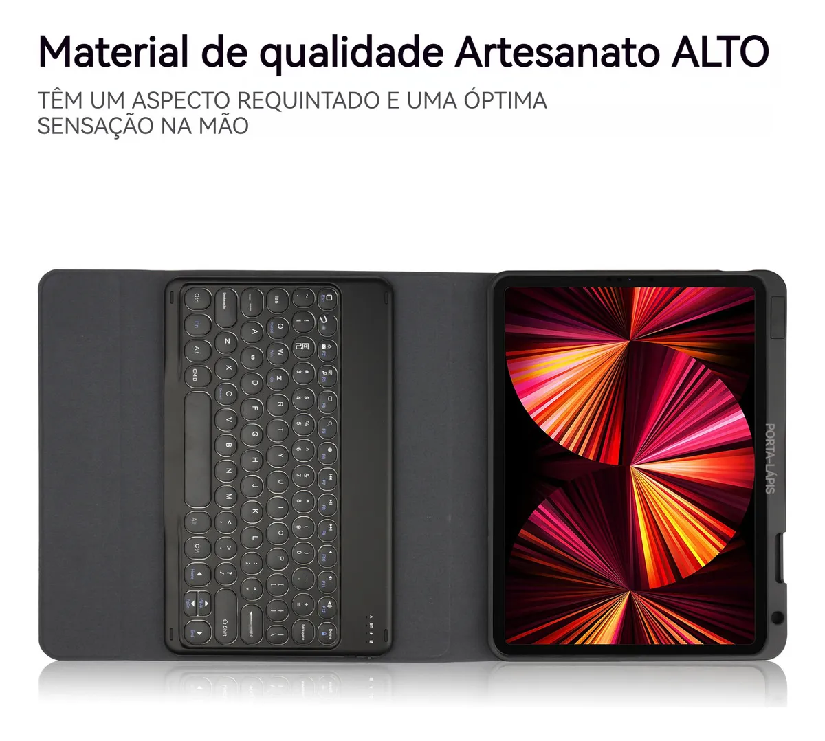 Kit Capa Tablet + Teclado Redondo + Mouse Para iPad 9ª/8ª/7ª - Imagem 10