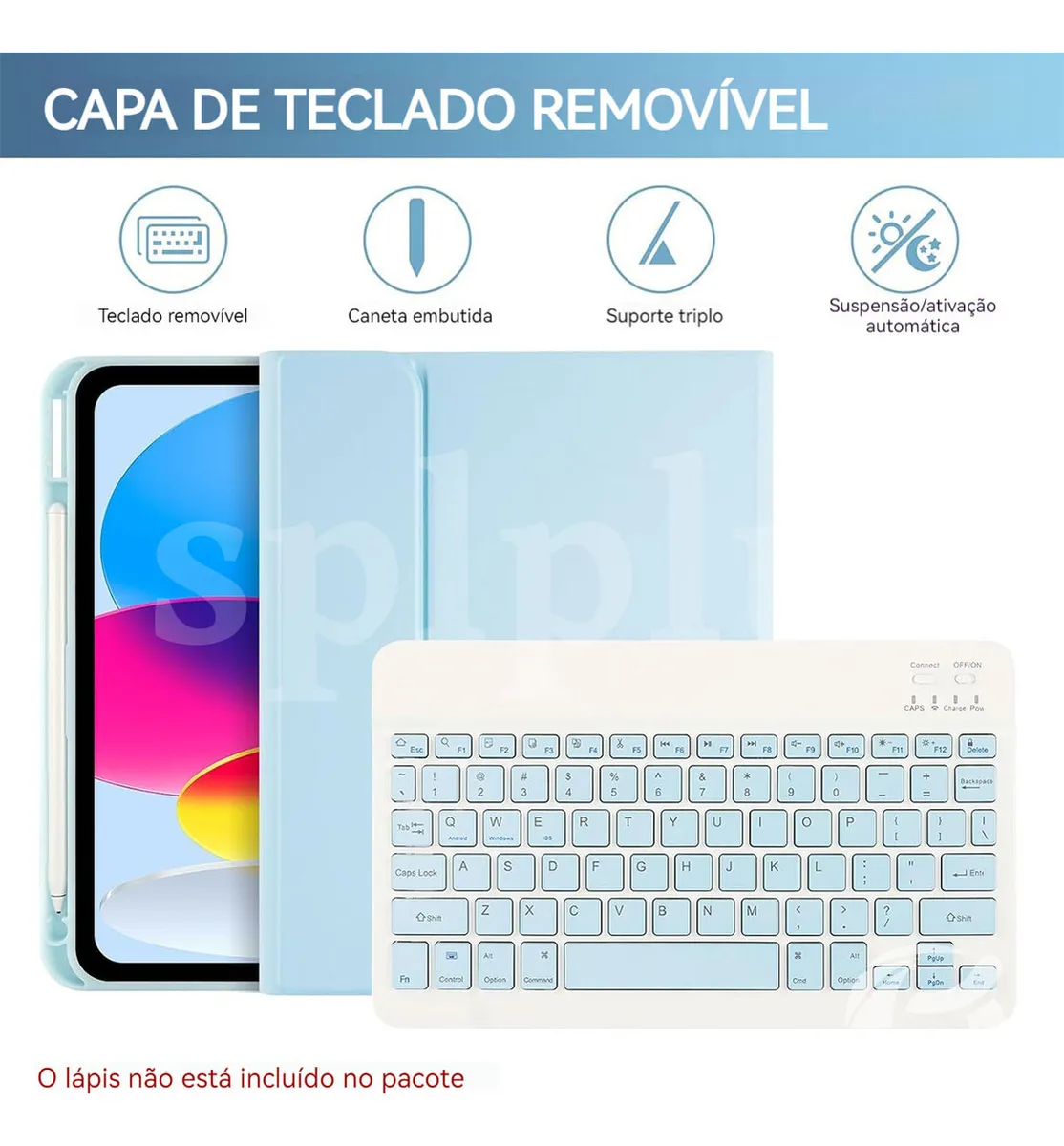 Teclado Bluetooth + Mouse + Capa Para Tab S7 Fe/s8 Plus/s7 + - Imagem 6