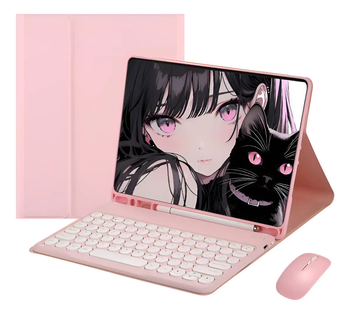 Teclado Redondo, Capa, Mouse Para Samsung S6 Lite P620 P625