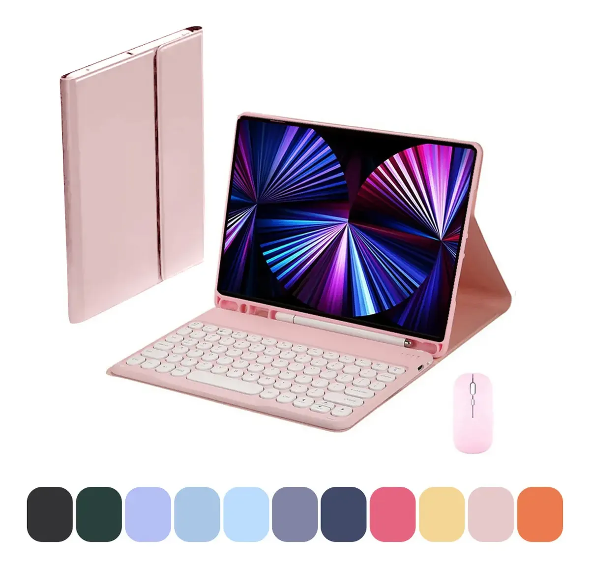 Kit Capa Tablet + Teclado Redondo + Mouse Para iPad 9ª/8ª/7ª - Imagem 14