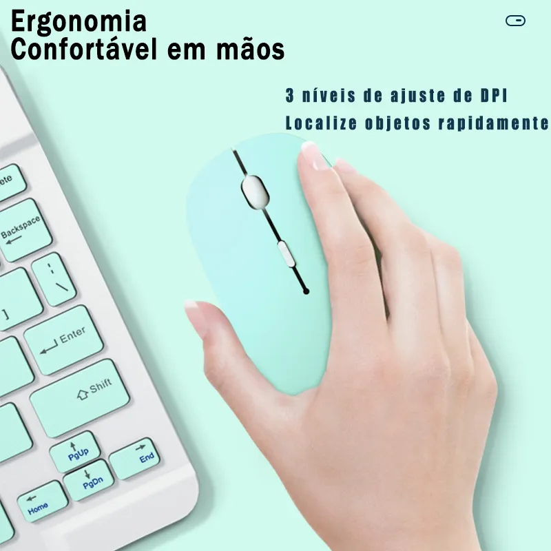 Kit Capa + Rato + Teclado Bluetooth Recarregável Para Tab A8 - Imagem 8