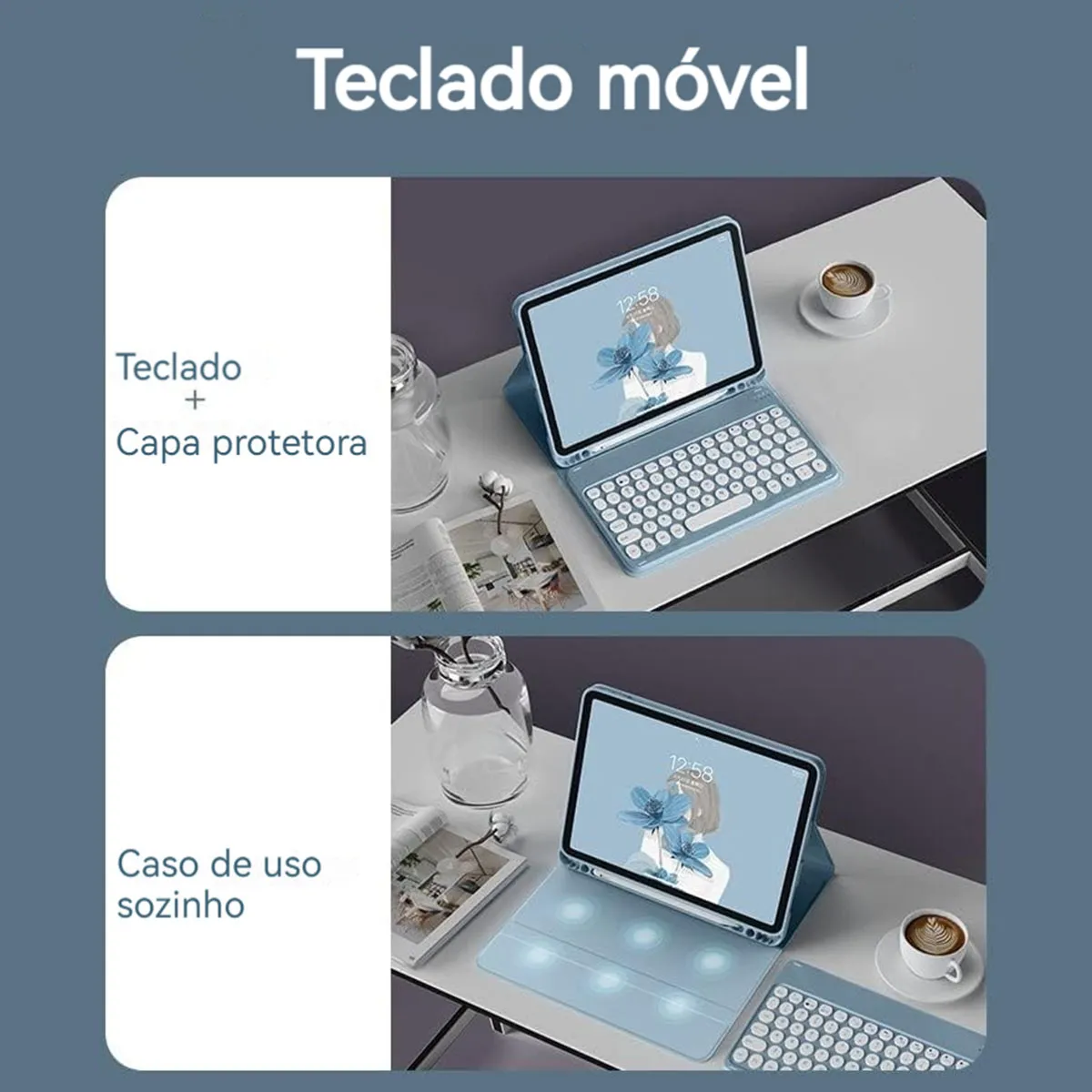Teclado Redondo, Capa, Mouse Para Samsung S6 Lite P620 P625 - Imagem 3