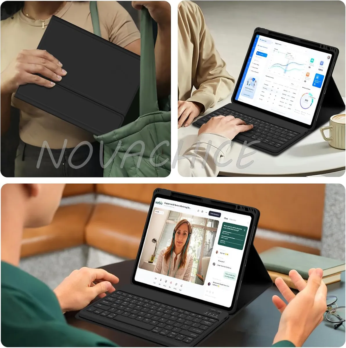 Capa Com Teclado Bluetooth E Mouse Para Samsung Tab S6 Lite - Imagem 7