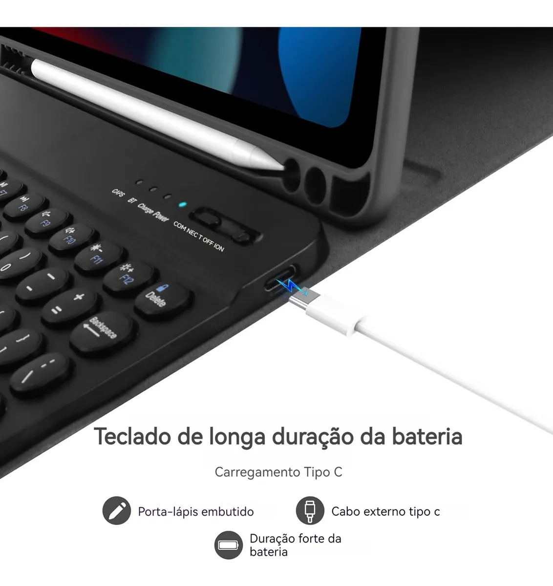 Teclado Redondo, Capa, Mouse Para Samsung S6 Lite P620 P625 - Imagem 6