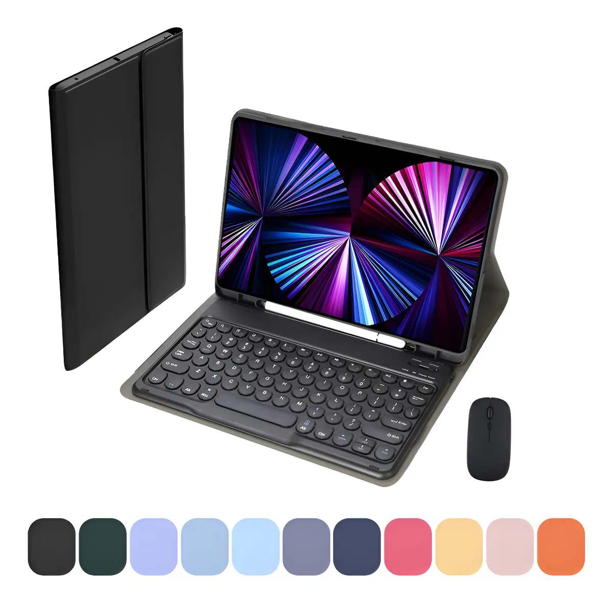 Kit Capa Tablet + Teclado Redondo + Mouse Para iPad 9ª/8ª/7ª - Imagem 13