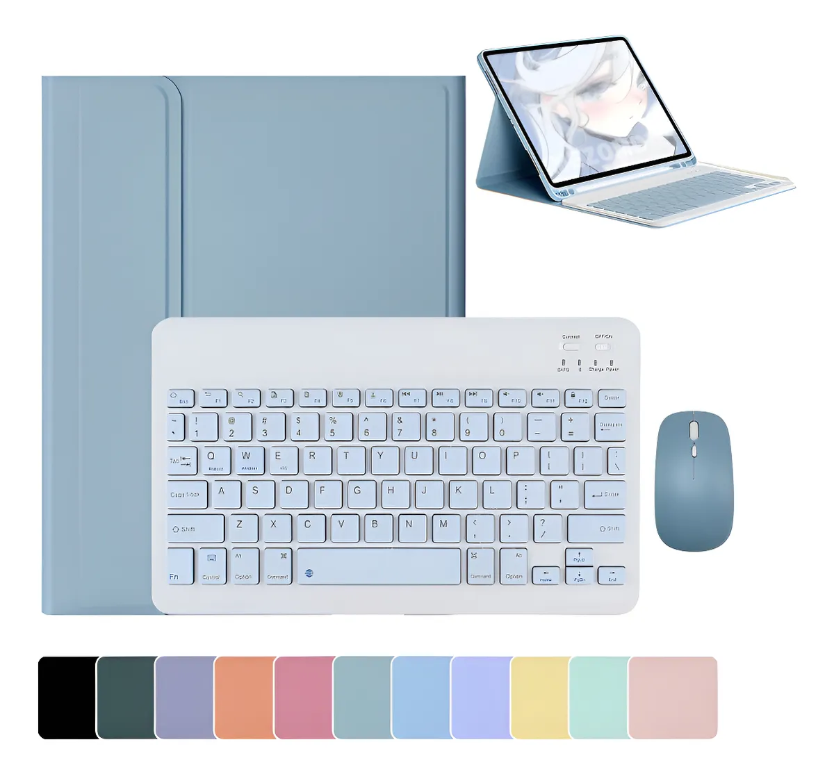 Kit Capa + Rato + Teclado Bluetooth Recarregável Para Tab A8 - Imagem 12