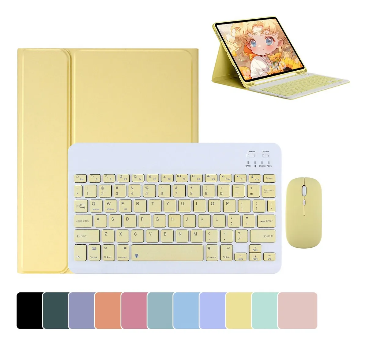 Kit Capa + Rato + Teclado Bluetooth Recarregável Para Tab A8 - Imagem 11