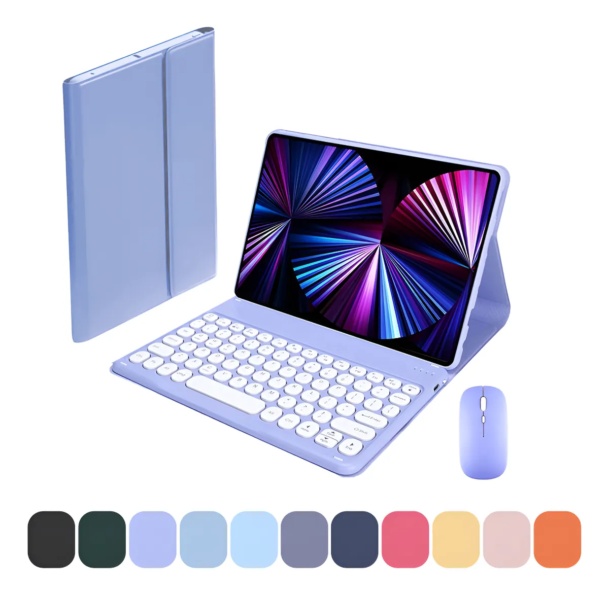 Kit Capa Tablet + Teclado Redondo + Mouse Para iPad 9ª/8ª/7ª - Imagem 15