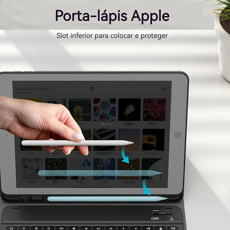 Kit Capa + Rato + Teclado Bluetooth Recarregável Para Tab A8 - Imagem 4