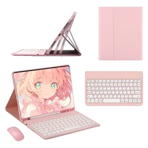 Teclado Redondo + Mouse + Capa Para iPad Pro 11 Pol Kit